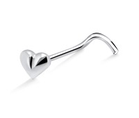 Mini Heart Silver Curved Nose Stud NSKB-835